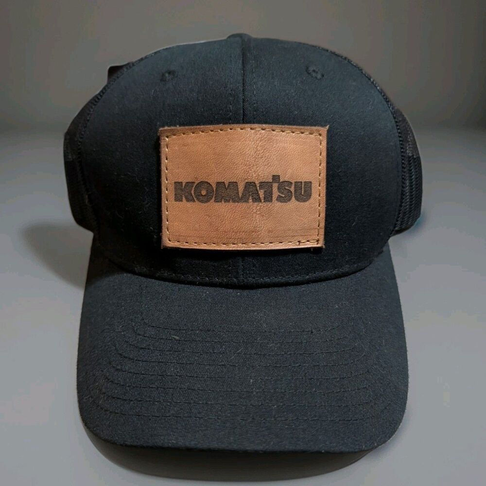 Komatsu Heavy Machinery Genuine Leather Patch Trucker Hat Richardson 112 Holtz